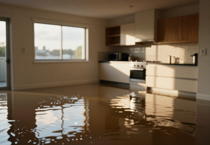 Flooded hospital storage area before extraction